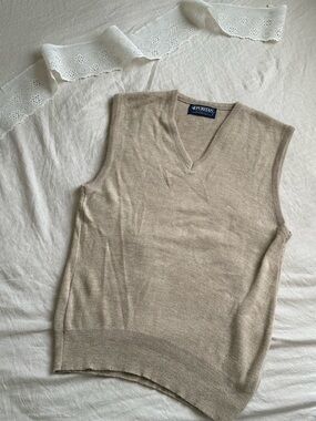 Vintage Puritan Beige V-Neck Knit Vest - Sweater